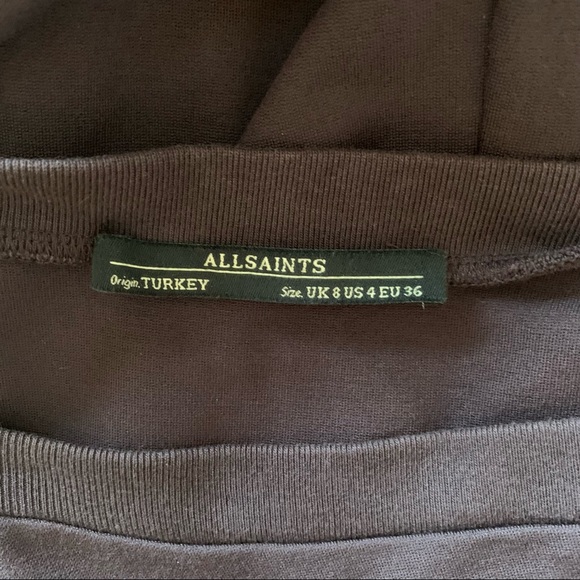 All Saints Emelle Dress in Liquorice Dark Purple Bodycon Goth sz 4 - Picture 11 of 12